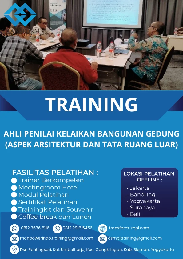 TRAINING AHLI PENILAI KELAIKAN BANGUNAN GEDUNG (ASPEK ARSITEKTUR DAN TATA RUANG LUAR)