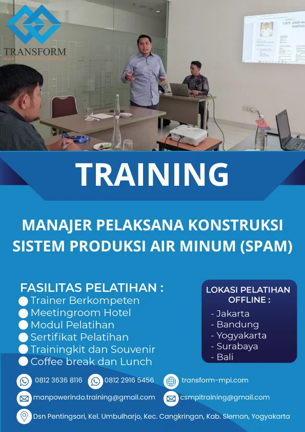 TRAINING MANAJER PELAKSANA KONSTRUKSI SISTEM PRODUKSI AIR MINUM (SPAM)