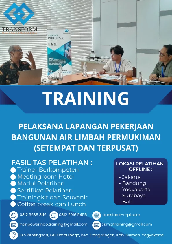TRAINING PELAKSANA LAPANGAN PEKERJAAN BANGUNAN AIR LIMBAH PERMUKIMAN (SETEMPAT DAN TERPUSAT)