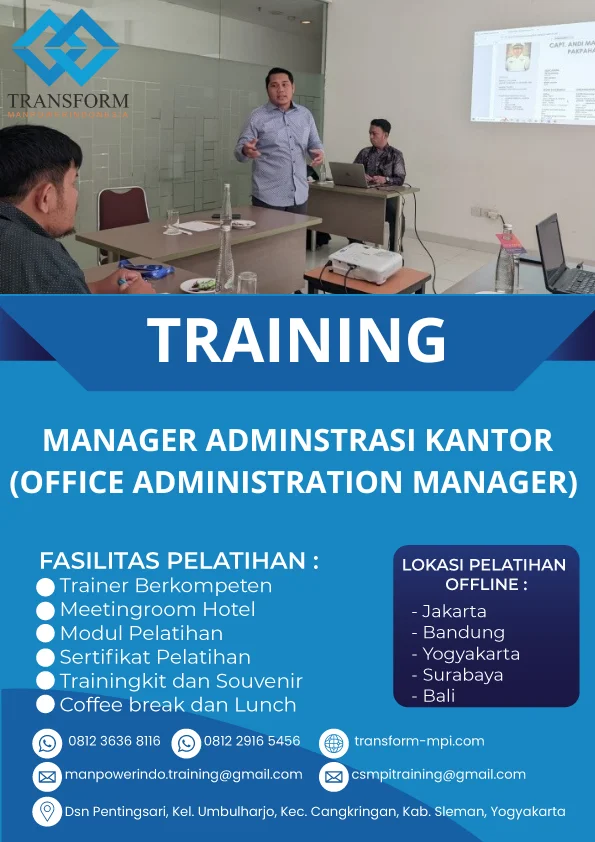 TRAINING MANAGER ADMINSTRASI KANTOR (OFFICE ADMINISTRATION MANAGER)