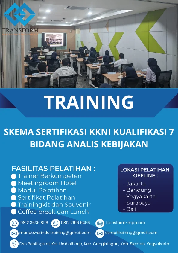 TRAINING SKEMA SERTIFIKASI KKNI KUALIFIKASI 7 BIDANG ANALIS KEBIJAKAN