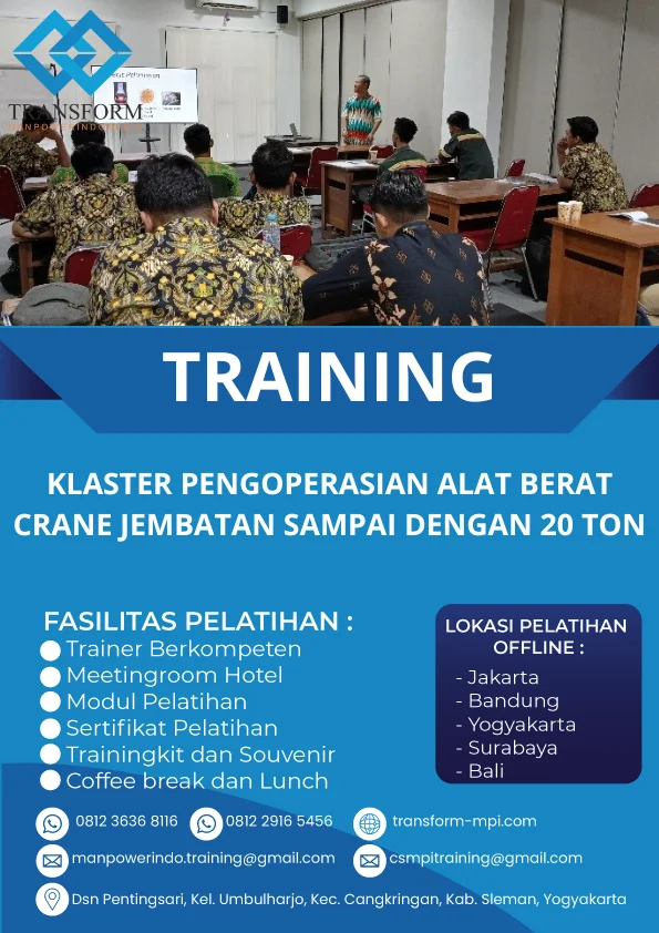 TRAINING KLASTER PENGOPERASIAN ALAT BERAT CRANE JEMBATAN SAMPAI DENGAN 20 TON