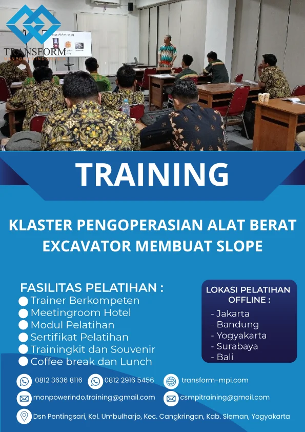 TRAINING KLASTER PENGOPERASIAN ALAT BERAT EXCAVATOR MEMBUAT SLOPE